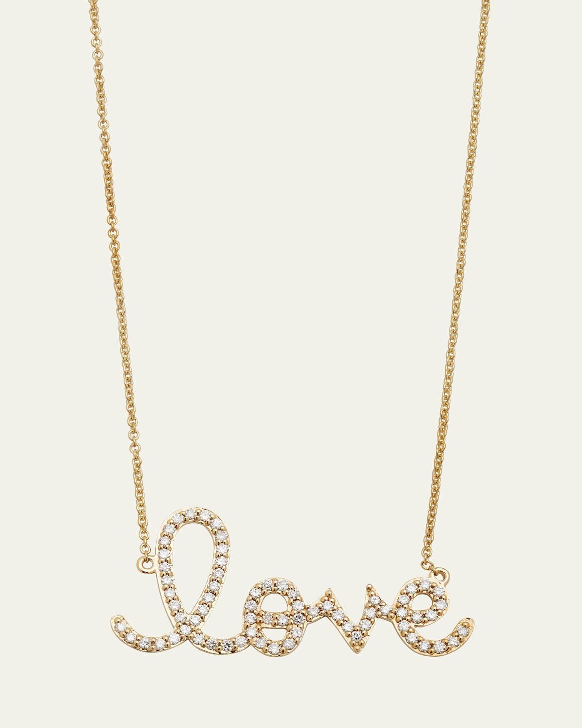 Womens Diamond and 14K Yellow Gold Large Love Pendant Necklace Product Image