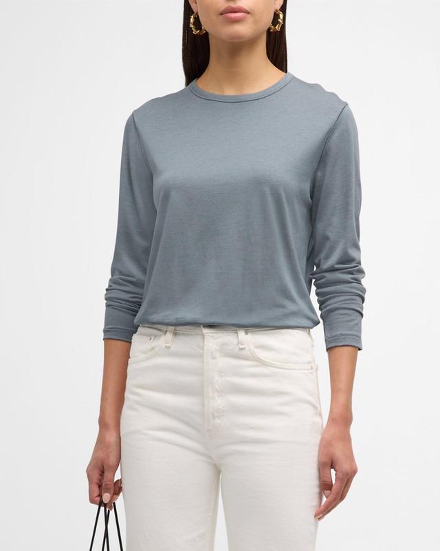 Womens Long-Sleeve Semi Relaxed Crewneck Top Product Image