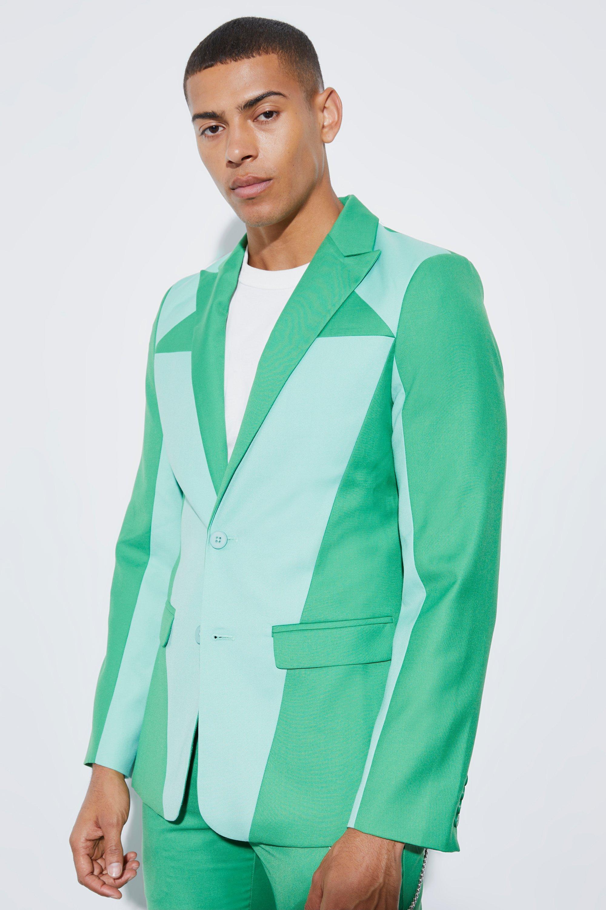 Skinny Colourblock Suit Jacket | boohooMAN USA Product Image