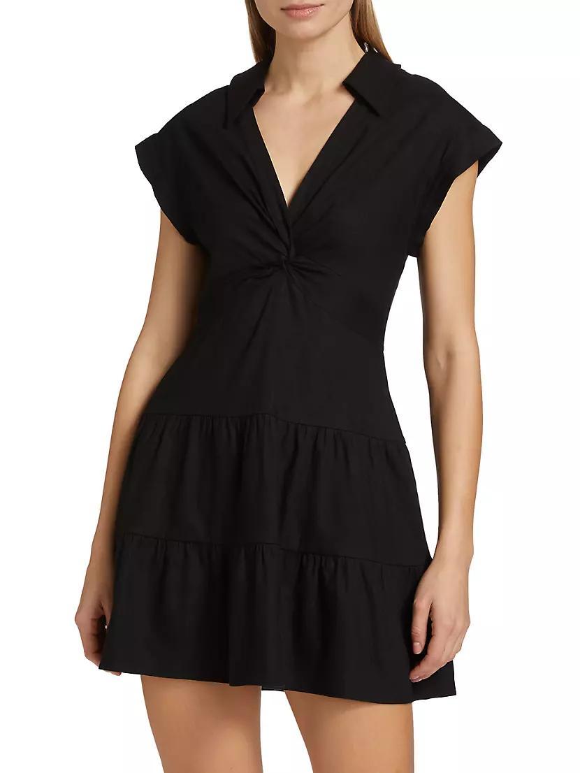 Mila Linen-Blend Twist Minidress Product Image