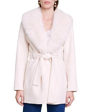 Maje Galaxyo Faux Fur Collar Coat Product Image