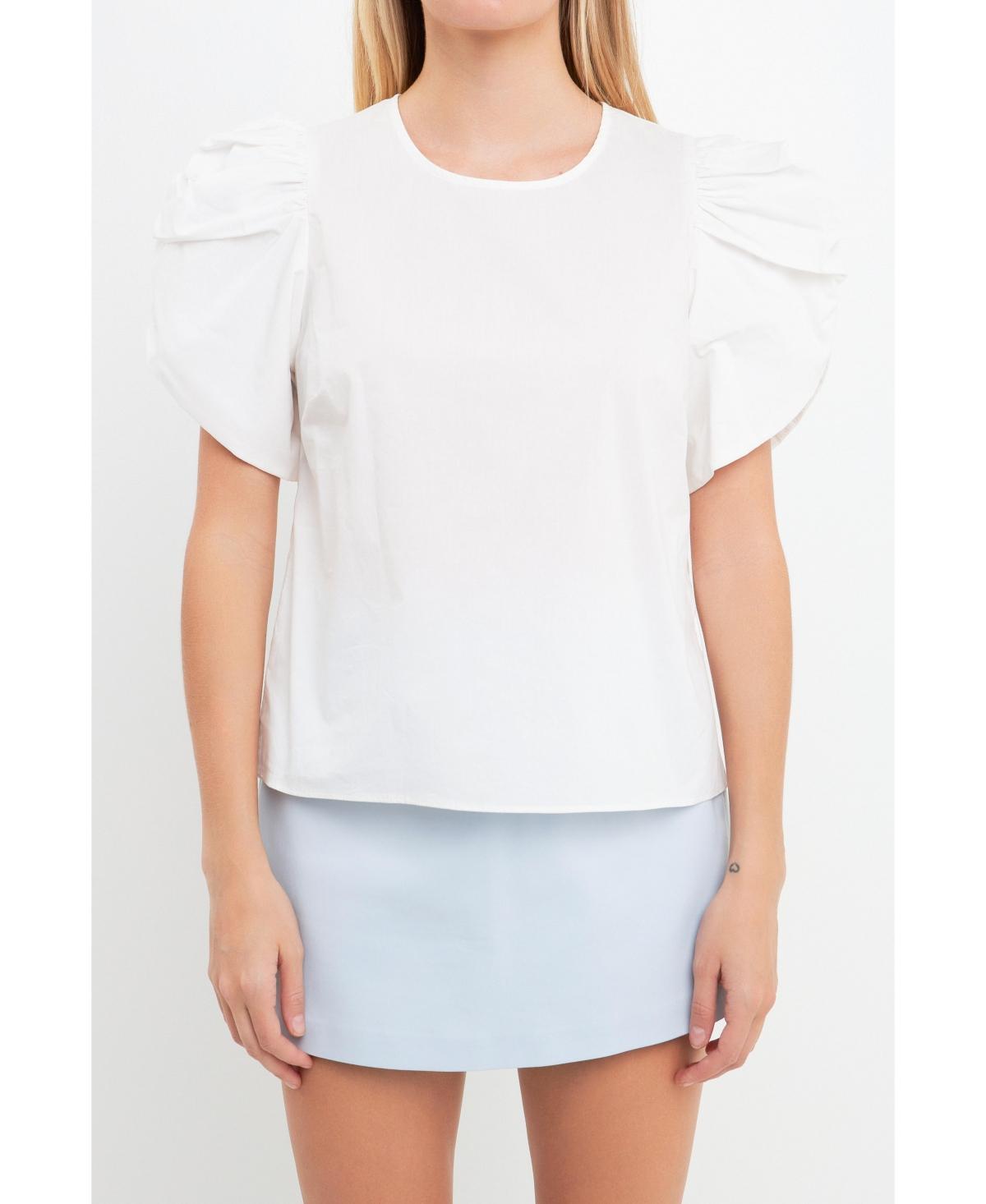 English Factory Womens Shirring Detail Sleeve Top Product Image