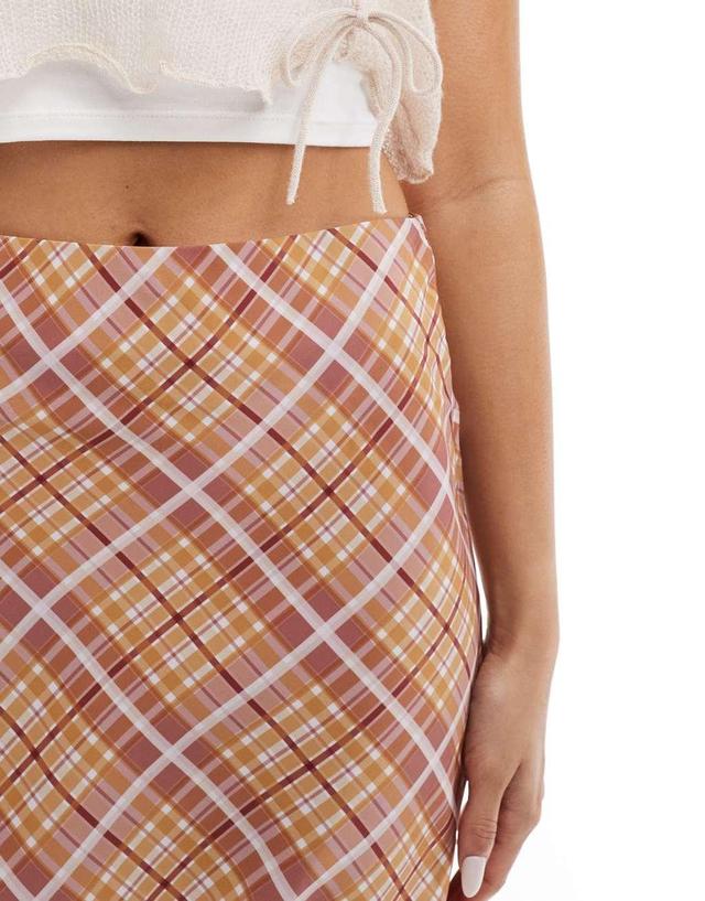 Glamorous a line mini skirt in tan plaid check Product Image