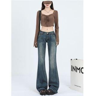 Low Waist Washed Flared Jeans product image