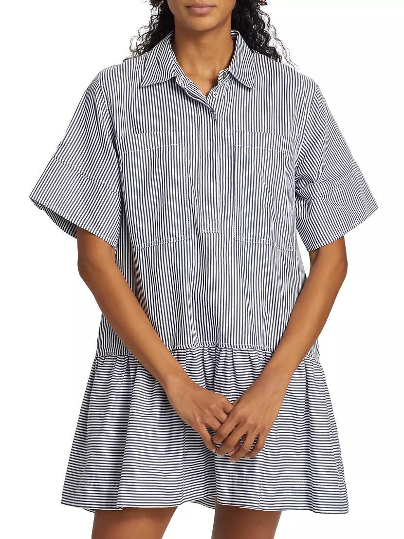 Cris Striped Short-Sleeve Cotton Minidress Product Image