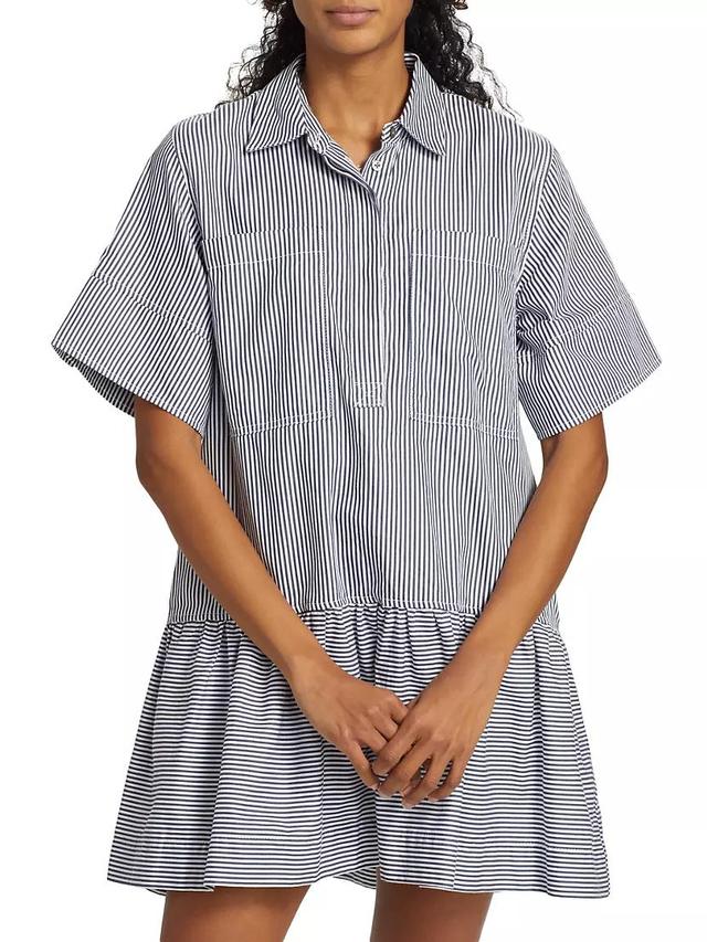 Cris Striped Short-Sleeve Cotton Minidress Product Image