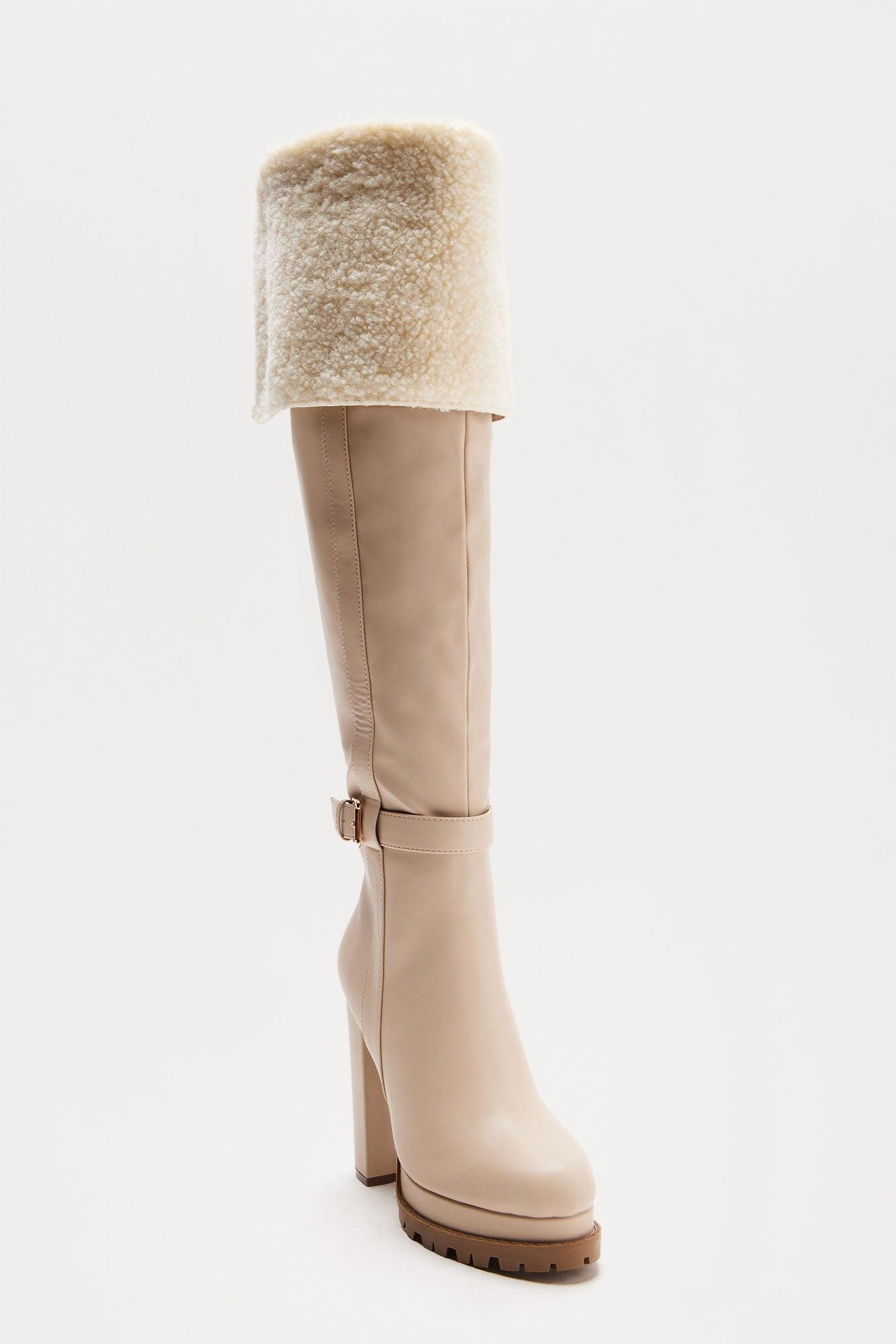 Winter Dream Knee High Boots - Cream Product Image