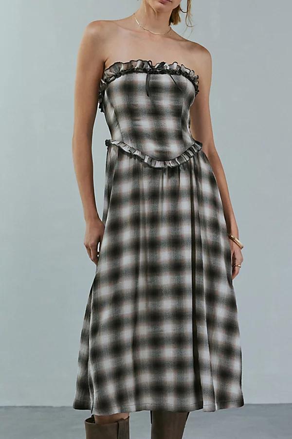 Kimchi Blue Andy Plaid Strapless Midi Dress Womens at Urban Outfitters Product Image