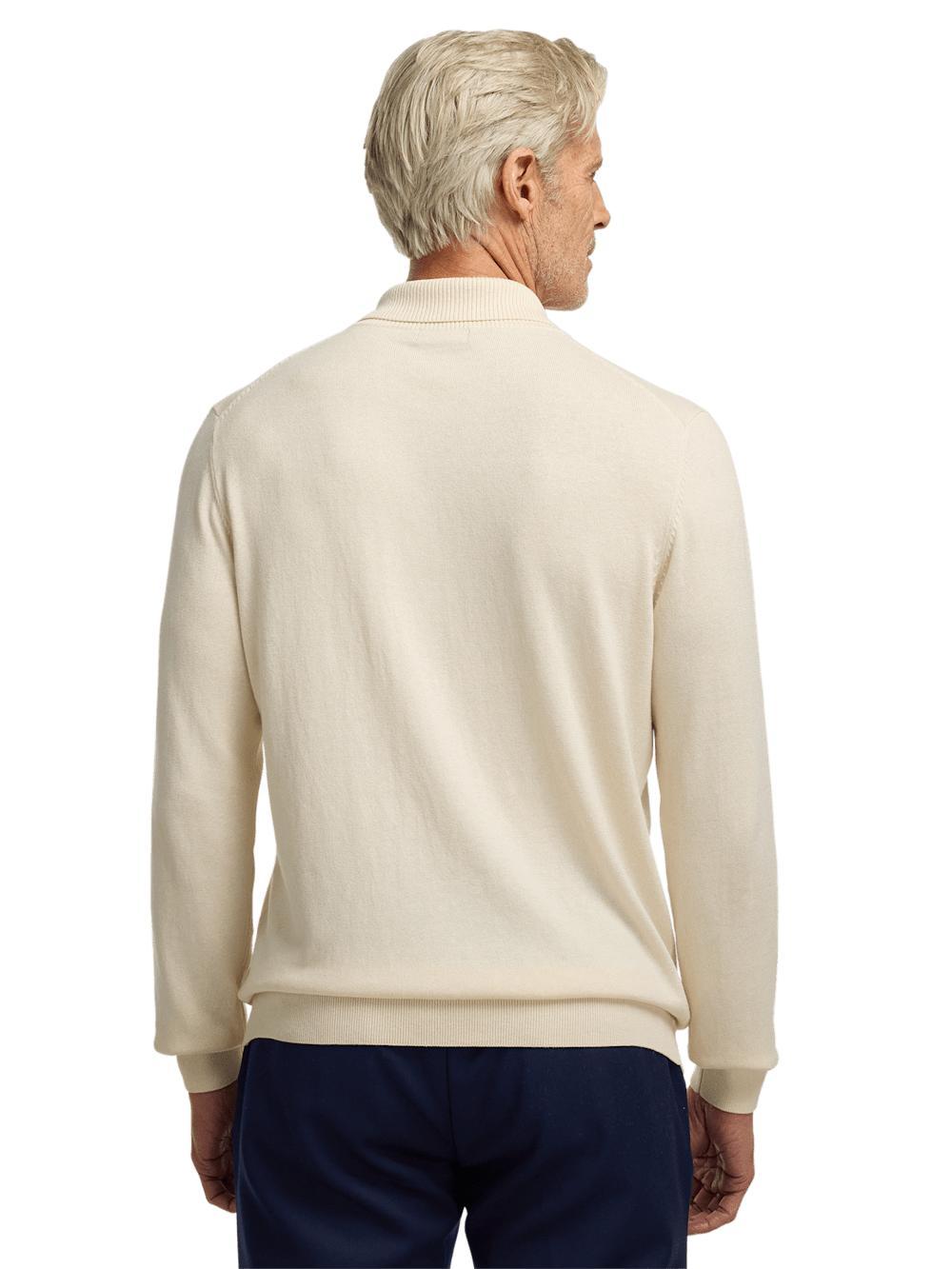 Silk Cotton Cashmere Full Zip Polo - Ivory Product Image