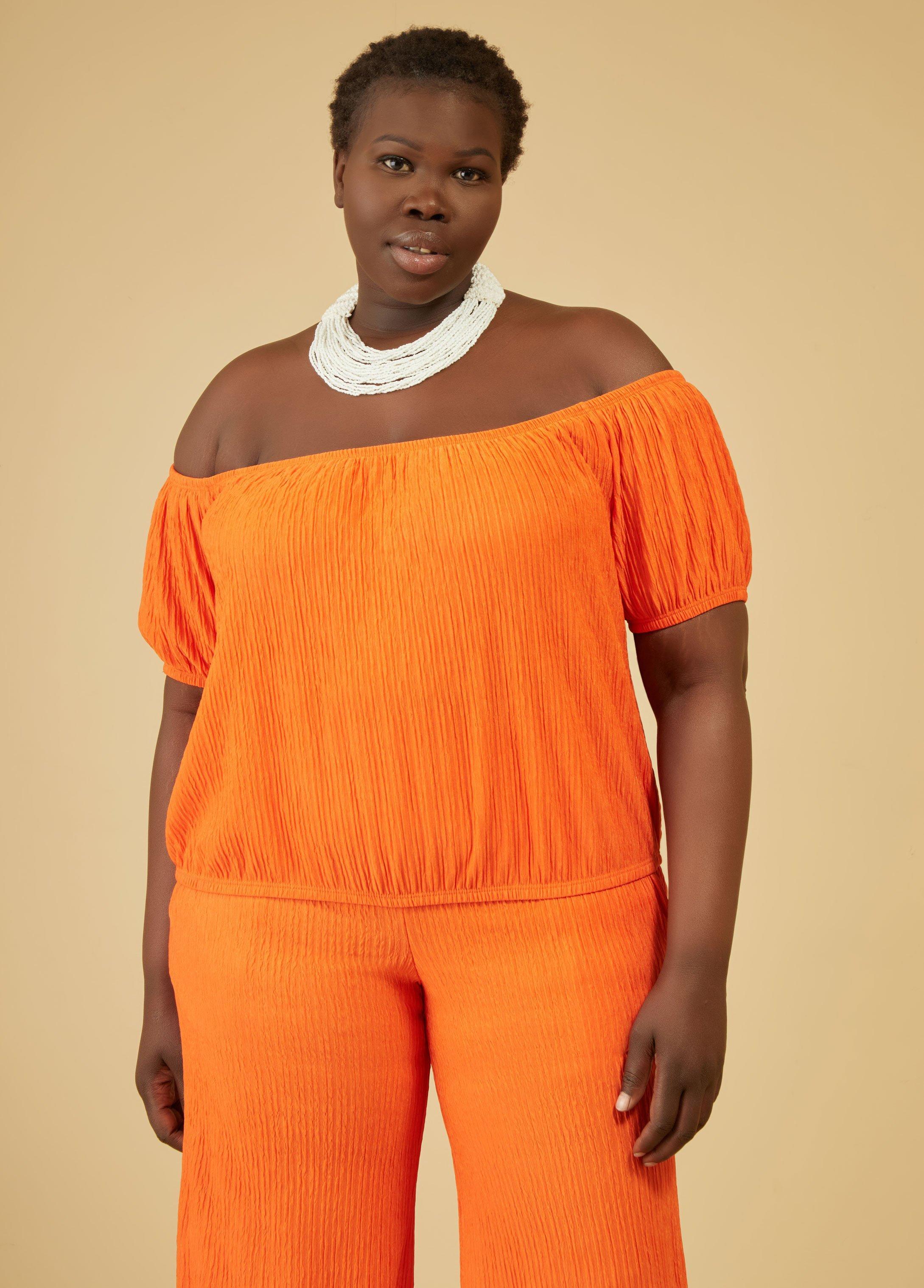 Plus Size Off The Shoulder Textured Top Ashley Stewart Product Image