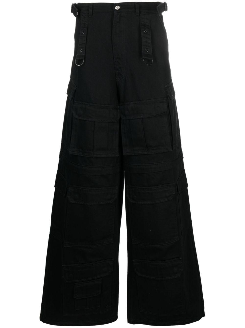 Detachable-legs Cargo Jeans In Black Product Image