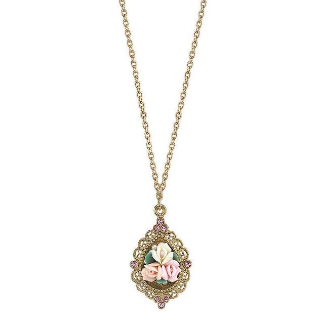 1928 Rose Teardrop Necklace, Womens Multicolor Product Image