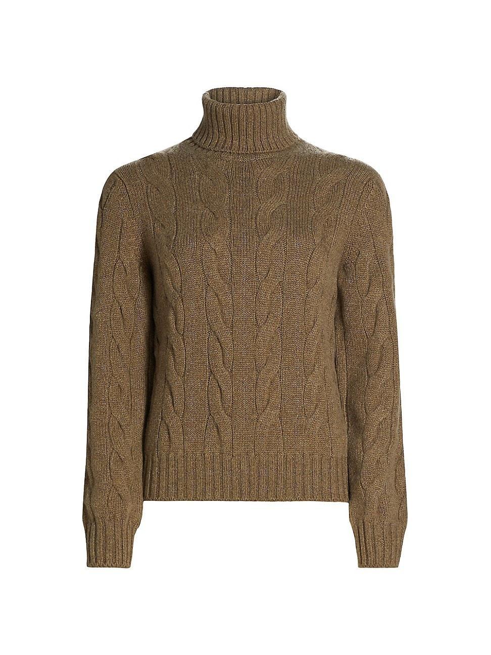 Womens Napier Cable-Knit Cashmere Turtleneck Sweater product image