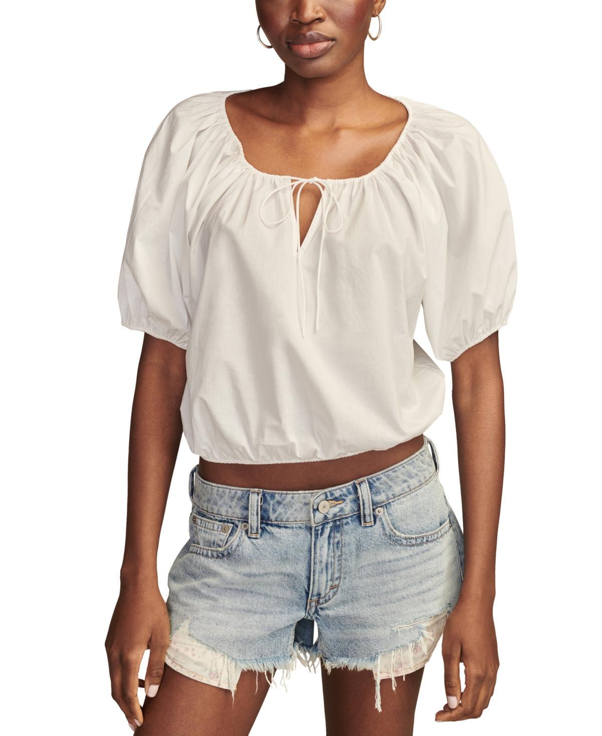 Lucky Brand Womens Cotton Gathered Poplin Top Product Image