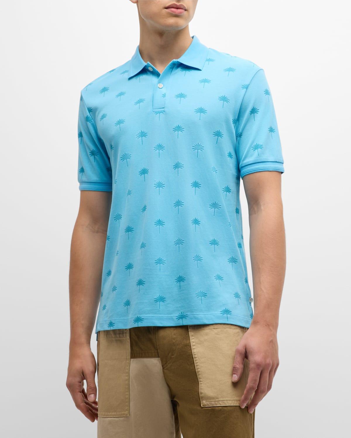 Mens Allover Palm-Print Polo Shrit Product Image