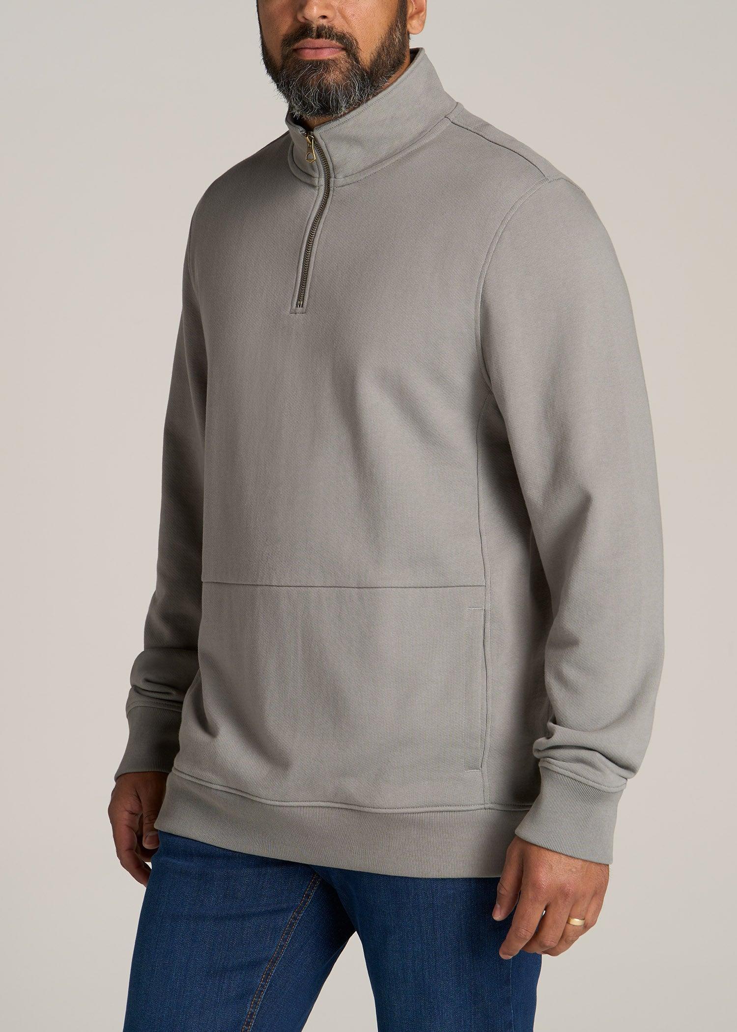 LJ&S Heavyweight Quarter-Zip Men's Tall Pullover in Pewter Male Product Image