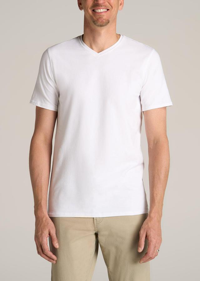 The Essential REGULAR-FIT V-Neck Men's Tall Tees in White Product Image