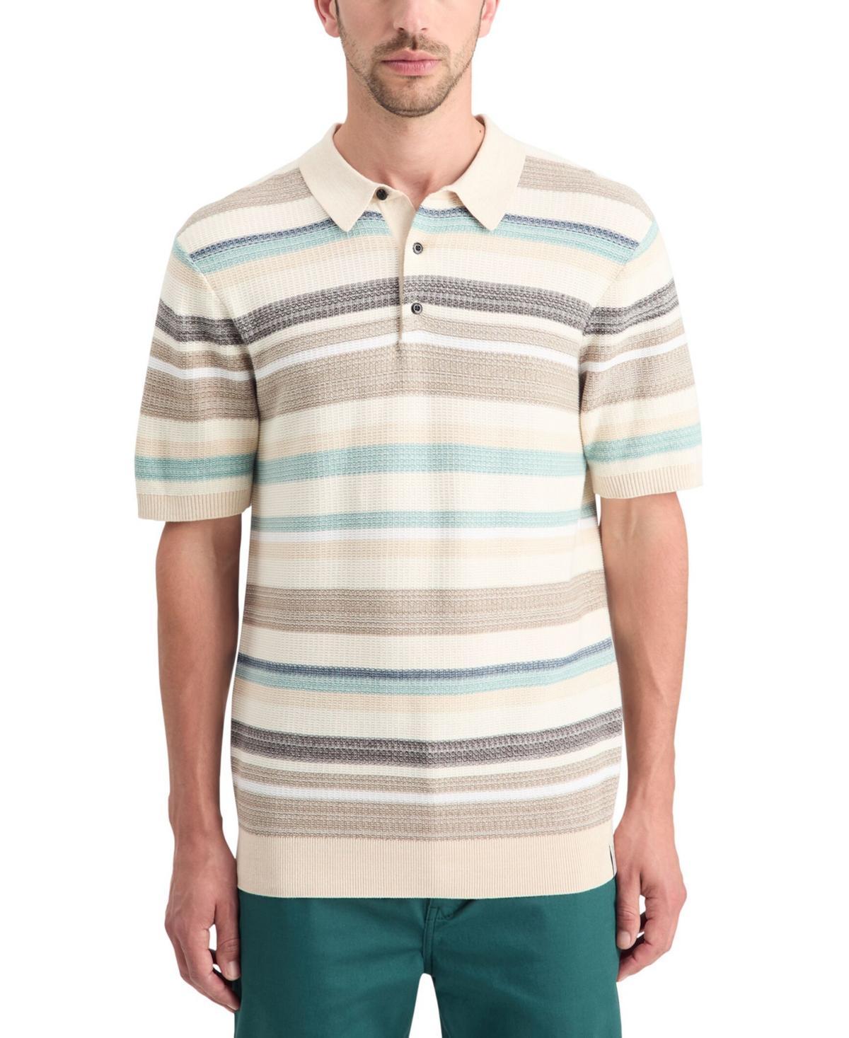 Men's Striped Knit Polo Shirt Product Image