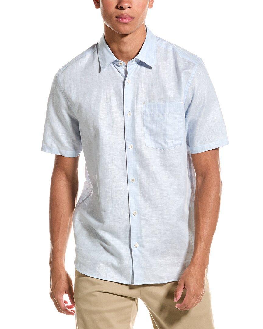 Linen-blend Shirt In Blue Product Image