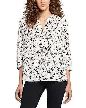 Nydj Three Quarter Sleeve Printed Pintucked Back Blouse Product Image