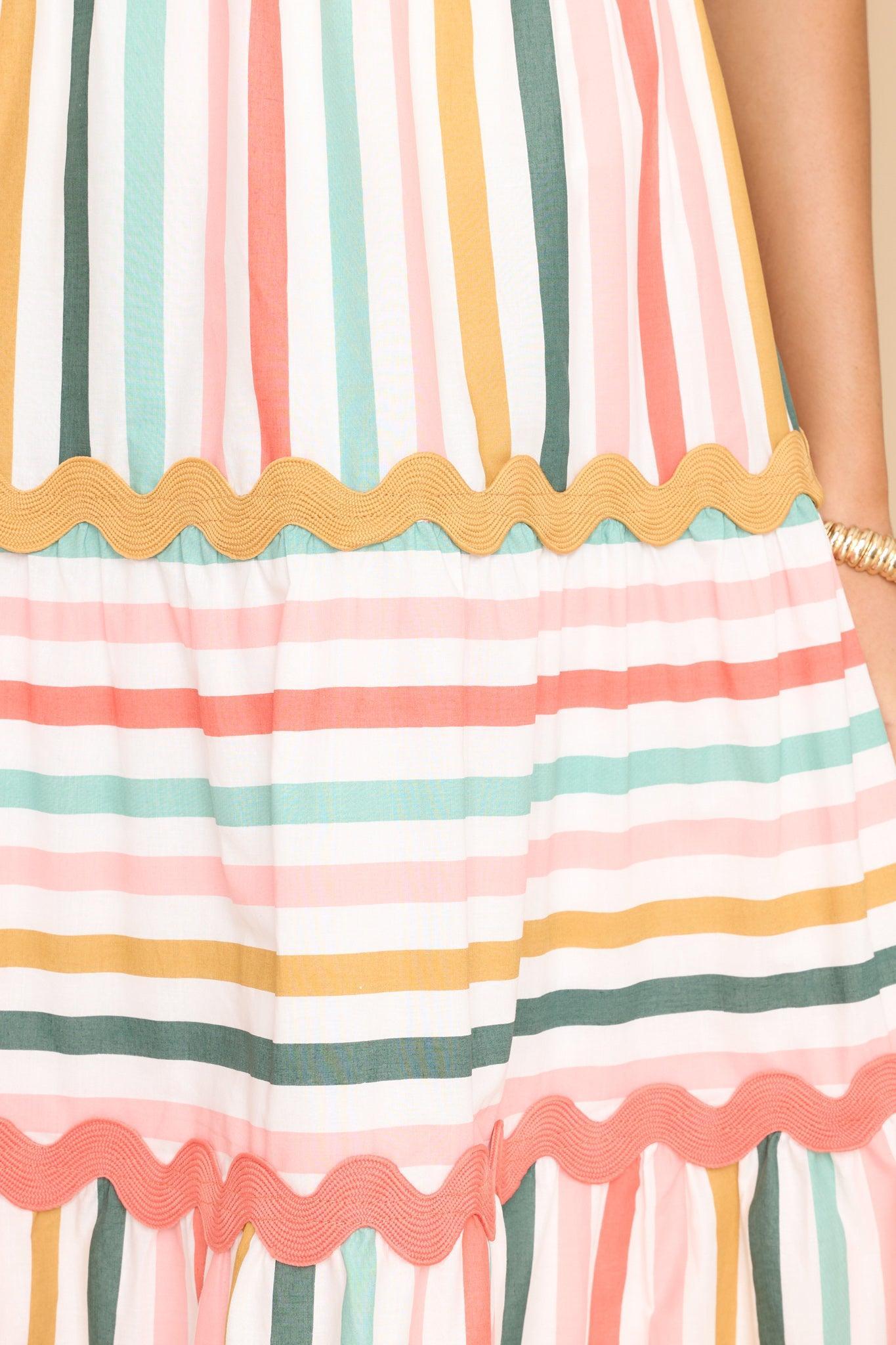 Aura Meet Me For Tea Desert Sage Multi Stripe Maxi Skirt Product Image