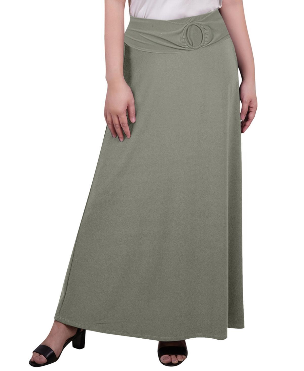 Ny Collection Womens Maxi A-Line Skirt with Front Faux Belt and Ring Detail product image