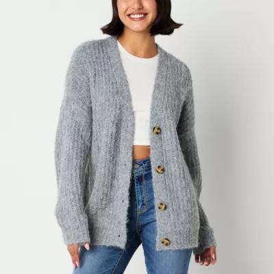 Arizona Juniors Womens V Neck Long Sleeve Button Cardigan Product Image