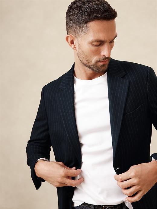 Tailored-Fit True Navy Pinstripe Jacket Product Image