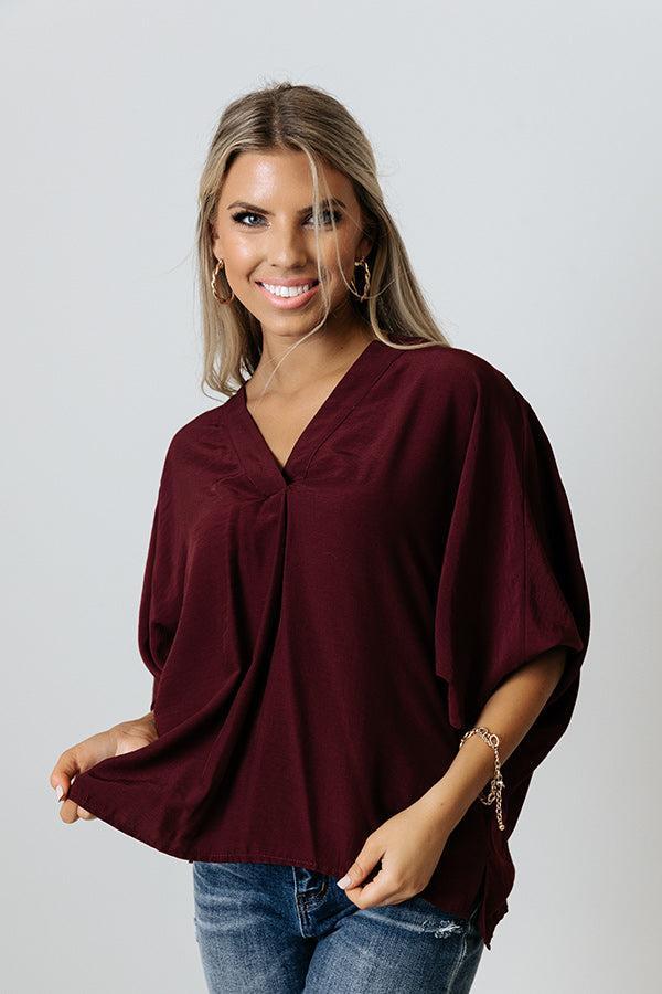 Stay And Chat Shift Top in Maroon Product Image