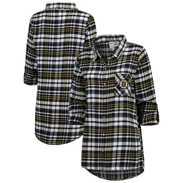 Womens Concepts Sport Boston Bruins Mainstay Flannel Full-Button Long Sleeve Nightshirt Product Image