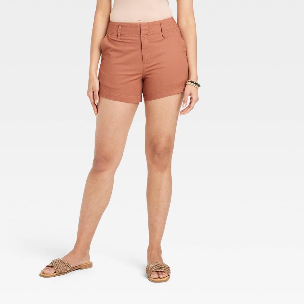 Womens High-Rise Everyday Chino Shorts - A New Day Brown 2 Product Image