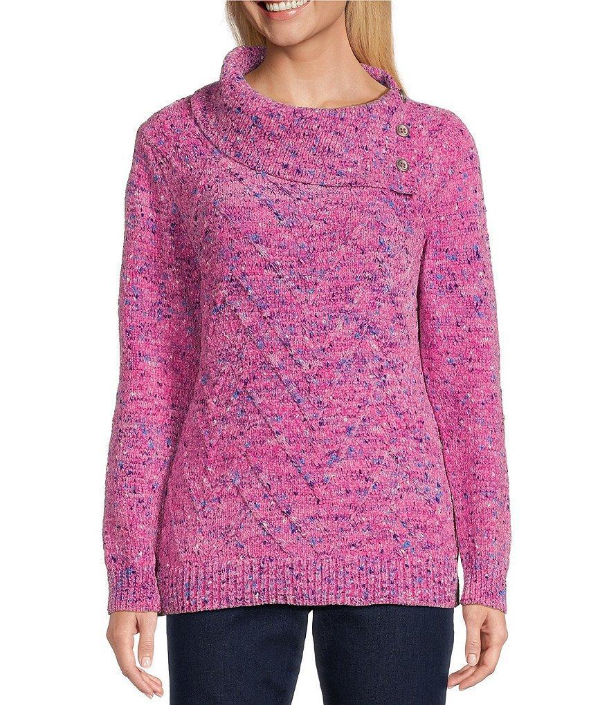 Allison Daley Long Sleeve Split Cowl Neck Sweater Product Image