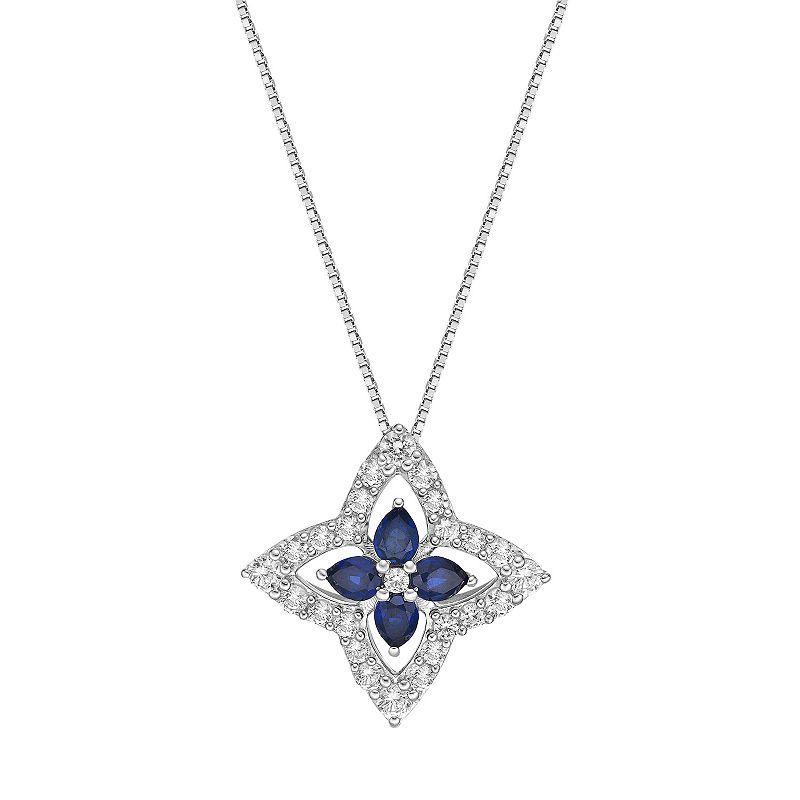 Gemminded Sterling Silver Lab-Created Blue Sapphire & Lab-Created White Sapphire Star Pendant, Womens Product Image