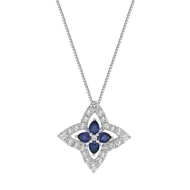 Gemminded Sterling Silver Lab-Created Blue Sapphire & Lab-Created White Sapphire Star Pendant, Womens Product Image