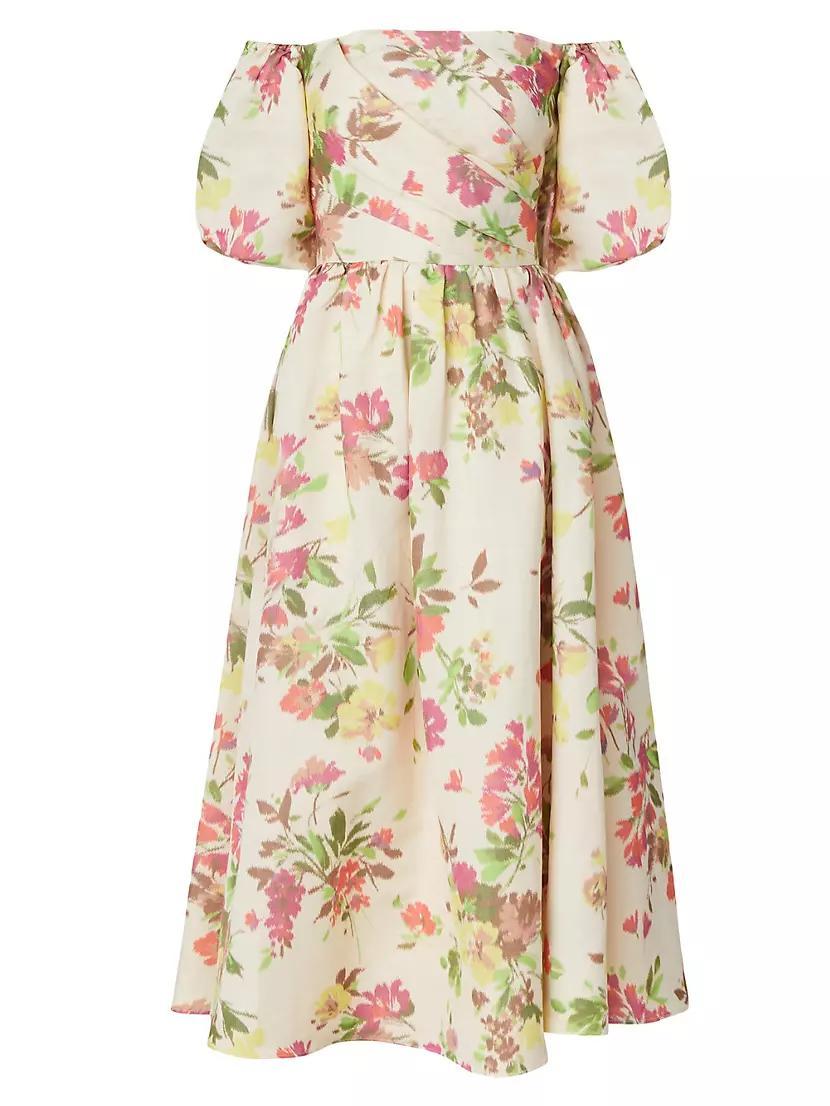 Zarah Floral Off-the-Shoulder Midi-Dress Product Image