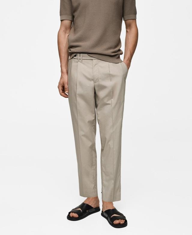 Mango Mens Lyocell Pleated Trousers - Light Product Image