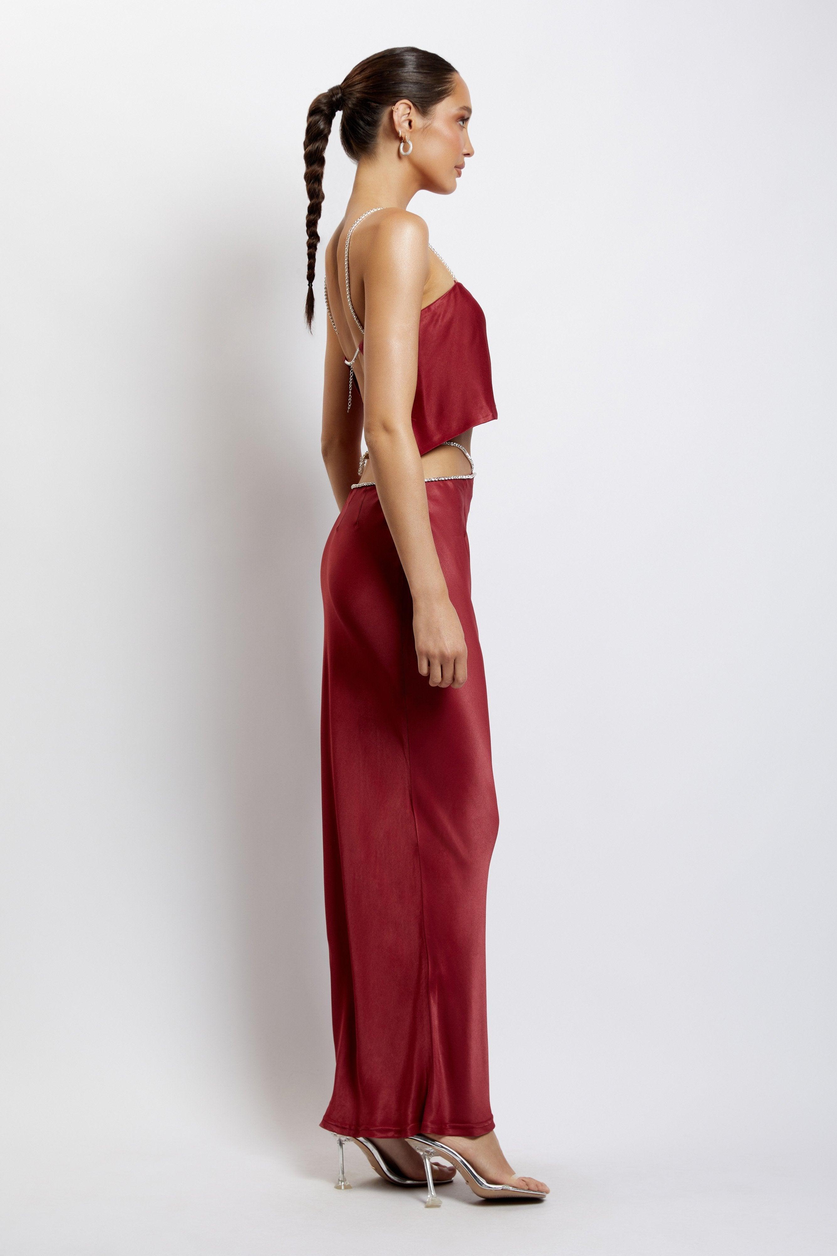 Dayana Diamante Maxi Skirt - Wine Product Image