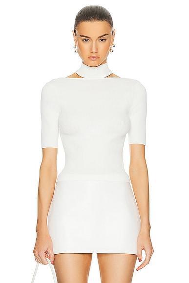 Cult Gaia Brianna Short Sleeve Knit Top in White Product Image