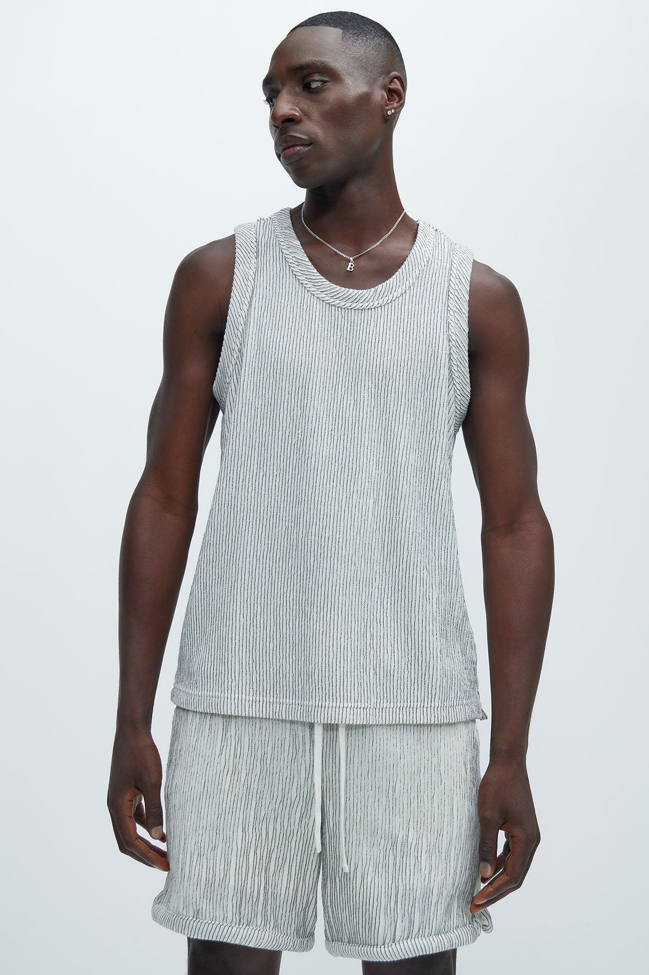 Neil Textured Tank - White/Black Product Image