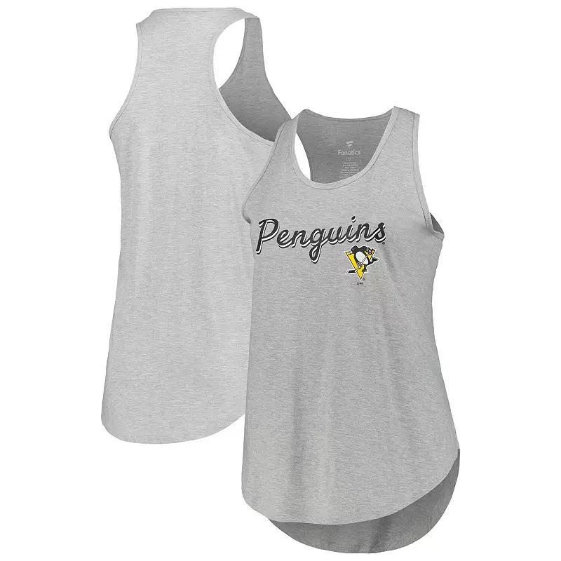 Womens Fanatics Branded Heather Gray Pittsburgh Penguins Plus Size Racerback Tank Top Product Image