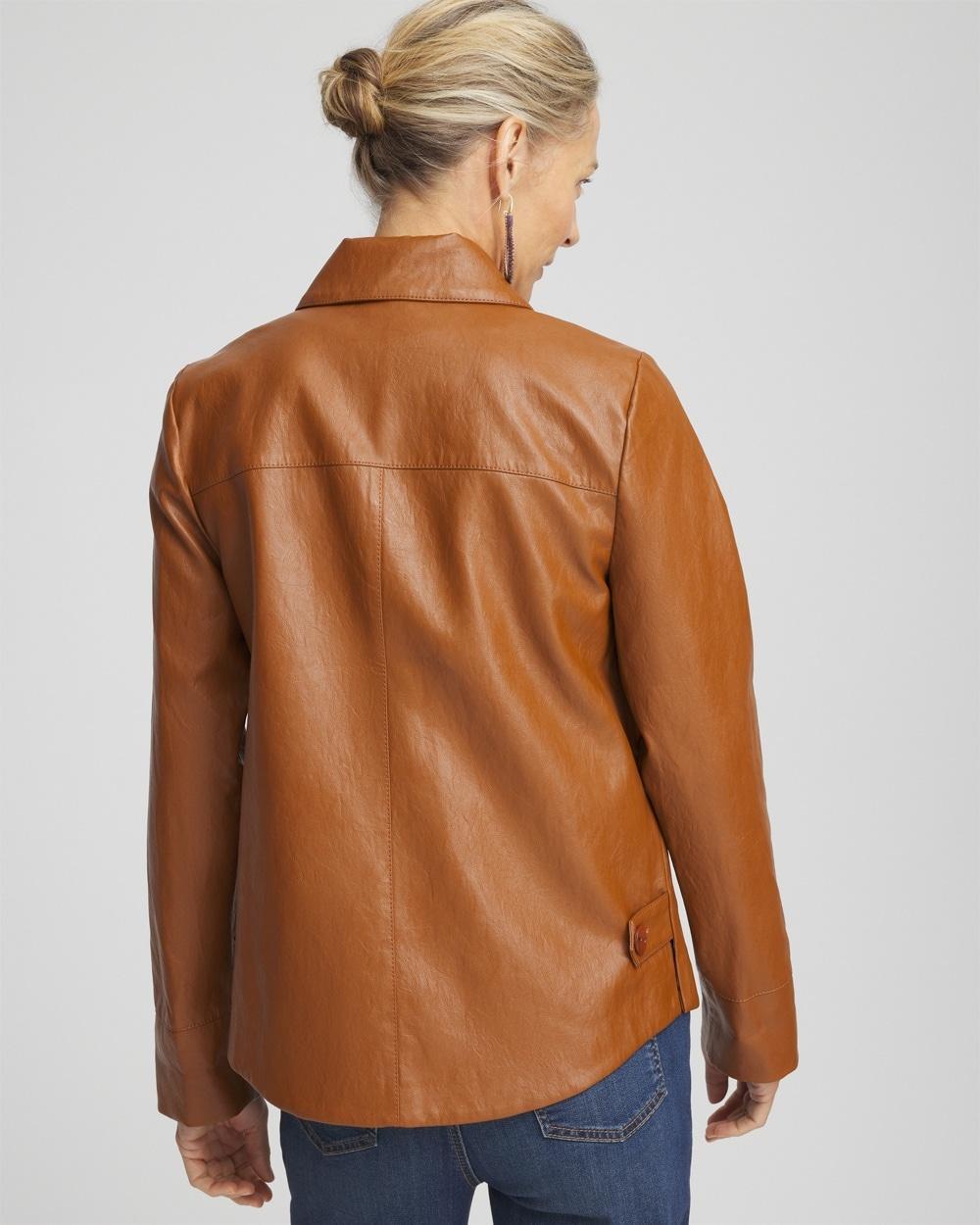 Faux Leather Cropped Jacket Product Image