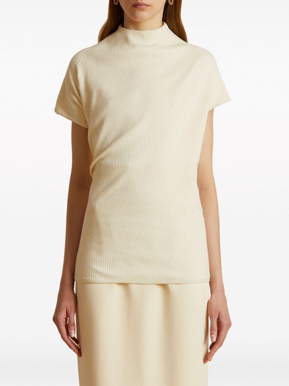 KHAITE The Helene Ribbed Top In Neutrals Product Image