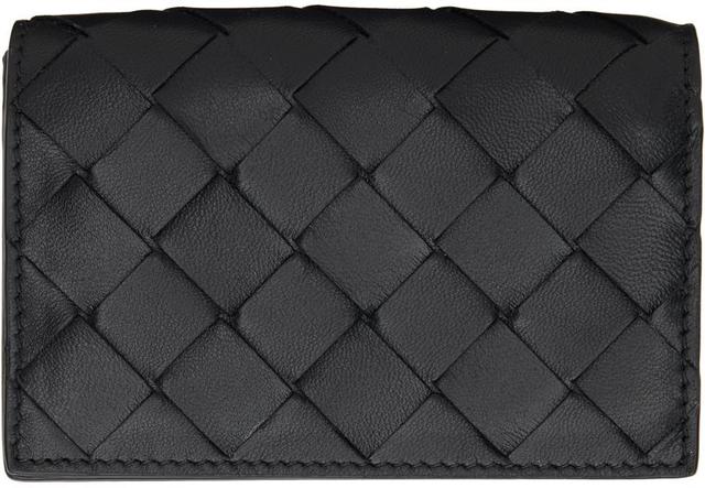 BOTTEGA VENETA Black Business Card Holder In 8425 Black Gold Product Image