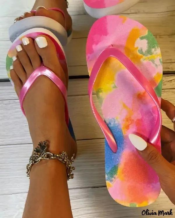 Olivia Mark – Tie-dye non-slip flip flops Product Image