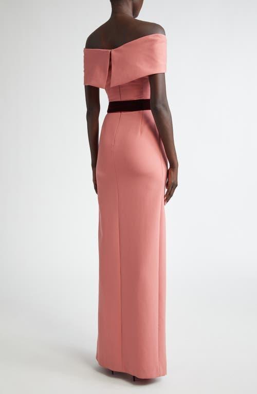 OSCAR DE LA RENTA Off-the-shoulder Wool-blend Gown In Rouge Product Image