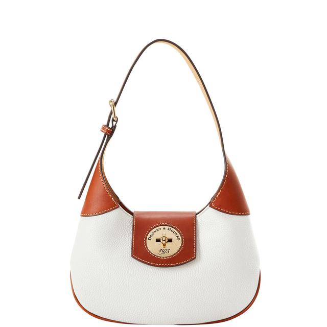 Dooney & Bourke Womens Pebble Turnlock Leather Hobo 26 Bag in White Product Image