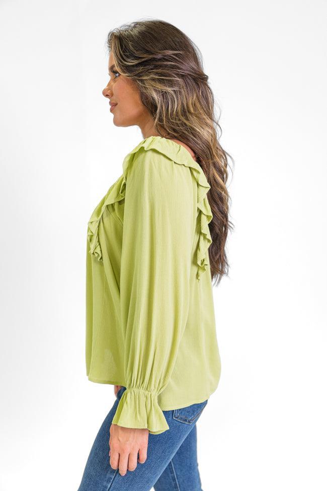 High Hopes Lime Ruffle Sleeve Square Neck Top Product Image