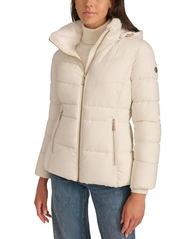 Calvin Klein Womens Faux-Fur-Lined Hooded Puffer Coat Product Image