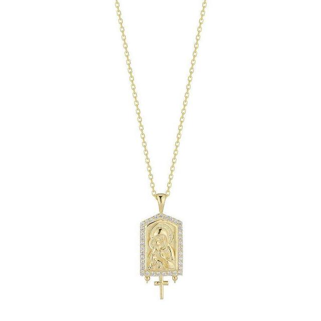 Sunkissed Sterling Cubic Zirconia Virgin Mary Madonna Pendant Necklace, Womens, Gold Tone Product Image