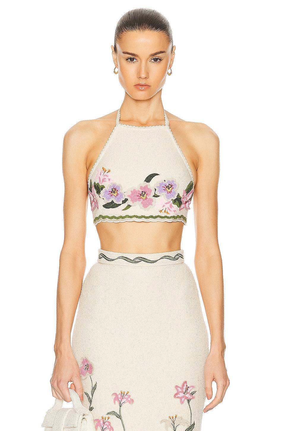 Agua by Agua Bendita Carlota Cropped Top in Cream Product Image